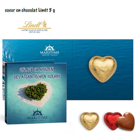 Carte personnalisable cœur chocolat Lindt 5g