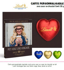 Carte personnalisable gros cœur chocolat Lindt 20g