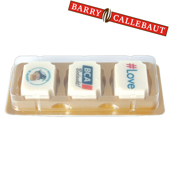 3 Chocolats personnalisés imprimés quadri Barry Callebaut