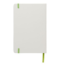 Carnet de notes blanc A5 Spectrum avec élastique de couleur publicitaire