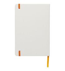 Carnet de notes blanc A5 Spectrum avec élastique de couleur publicitaire