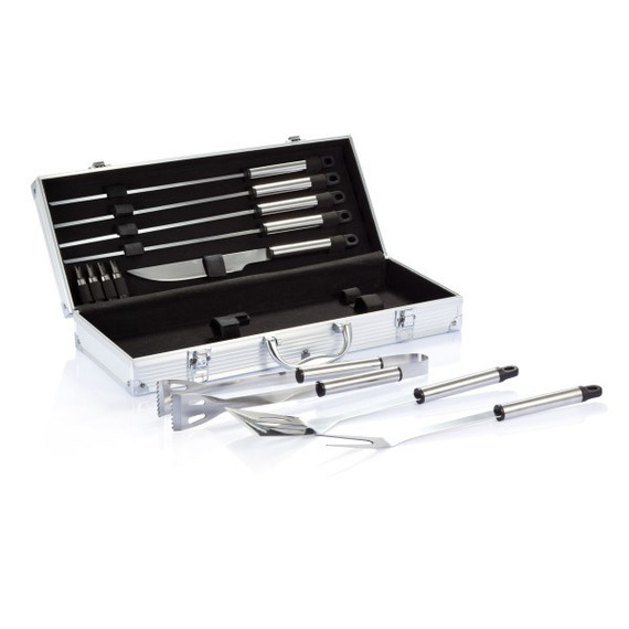 Cadeaux publicitaire 12 pcs barbecue en coffret aluminium