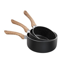 Set de 3 casseroles aspect pierre & bois publicitaire