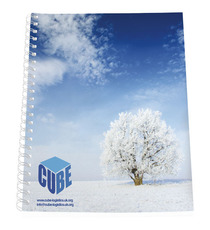 Couverture publicitaire synthétique pour cahier Desk-Mate® A4