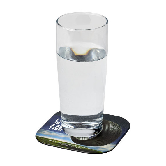 Sous-verre publicitaire carré Brite-Mat® avec matériau pneu