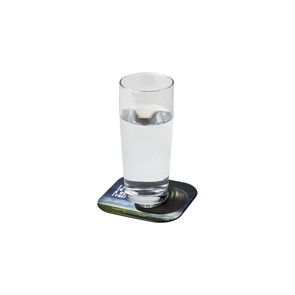 Sous-verre publicitaire carré Brite-Mat® avec matériau pneu