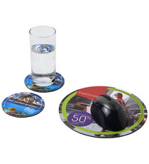 Ensemble publicitaire de tapis de souris et de dessous de verre Q-Mat® 5