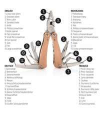Outil multifonctions avec manche en bois publicitaire