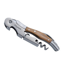Sommelier Laguiole double levier manche en bois d'olivier publicitaire