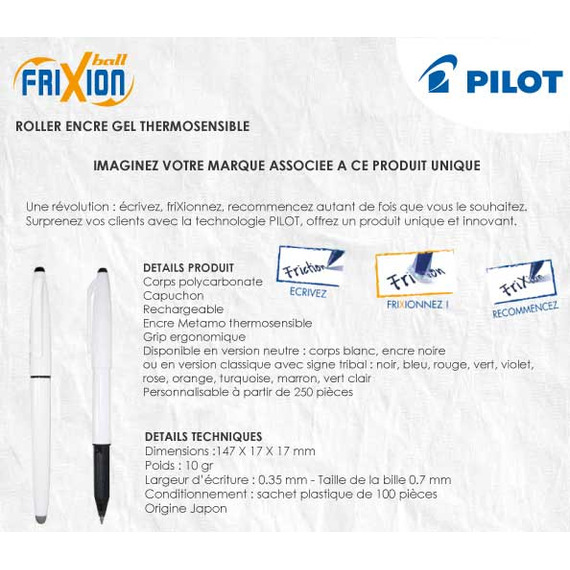Stylo roller Pilot FriXion personnalisable