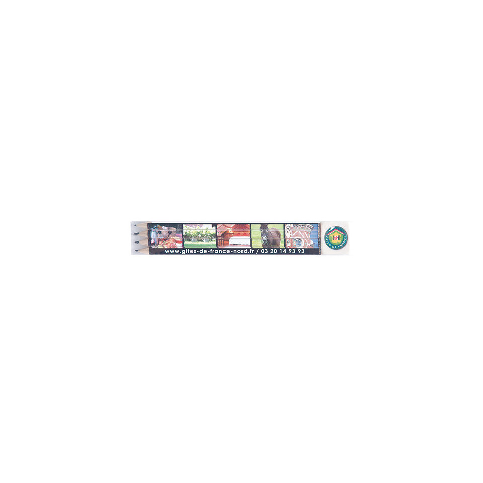 Kit de 4 crayons publicitaires quadri mine graphite avec 1 gomme