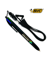 Stylo BIC personnalisable 4 couleurs Black avec lanyard