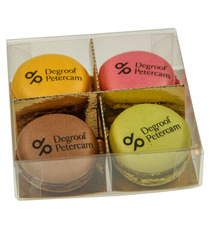 Macarons publicitaires personnalisés boîte de 4