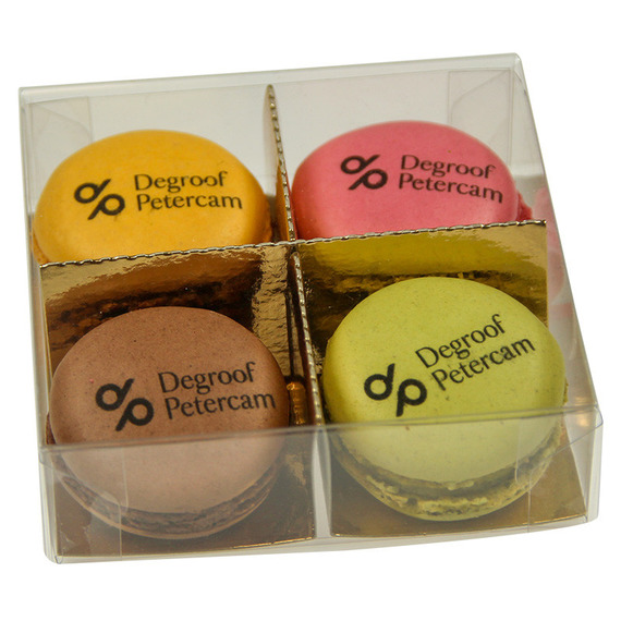 Macarons publicitaires personnalisés boîte de 4