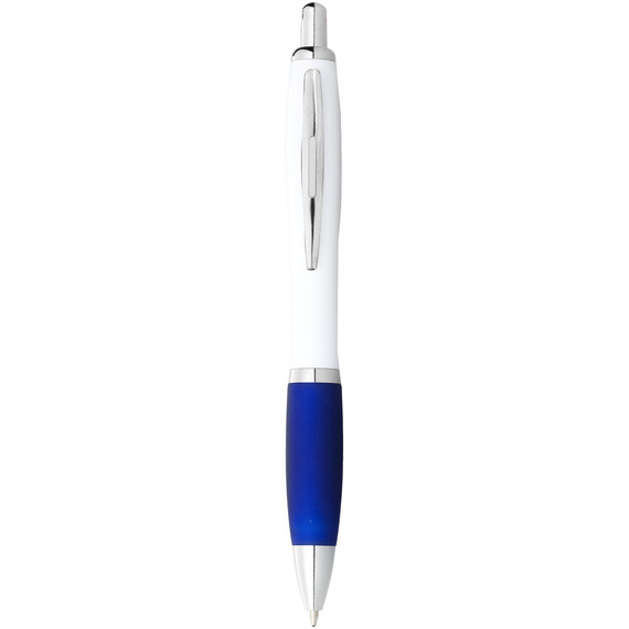 Stylo publicitaire bille avec corps blanc et grip coloré Nash