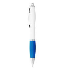 Stylo publicitaire bille avec corps blanc et grip coloré Nash