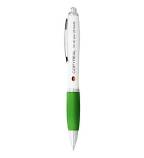 Stylo publicitaire bille avec corps blanc et grip coloré Nash