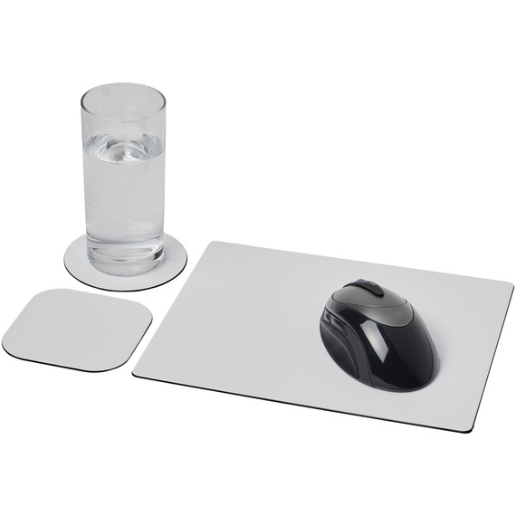 Ensemble publicitaire de tapis de souris et sous-verre Brite-Mat® Made in Europe