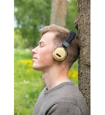 Casque audio sans fil en bambou publicitaire