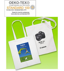Sac publicitaire shopping coton blanc quadri certifié OEKO-TEX®