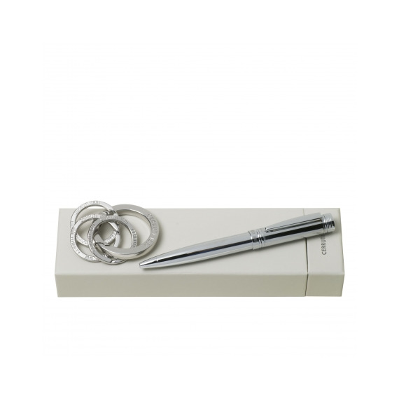 Parure Zoom Silver stylo bille & porte-clefs publicitaire Cerruti 1881