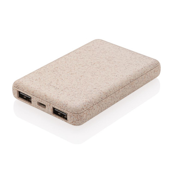 Batterie de secours de poche 5000 mAh en fibre de paille publicitaire Batterie de secours de poche 5000 mAh en fibre de paille publicitaire