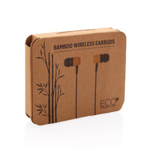 Ecouteurs sans fil en bambou publicitaires