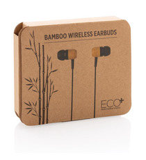 Ecouteurs sans fil en bambou publicitaires