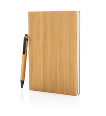 Set carnet de notes A5 et stylo en bambou publicitaire