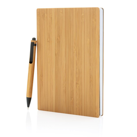 Set carnet de notes A5 et stylo en bambou publicitaire