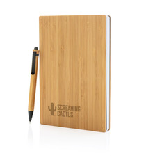 Set carnet de notes A5 et stylo en bambou publicitaire