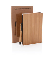 Set carnet de notes A5 et stylo en bambou publicitaire