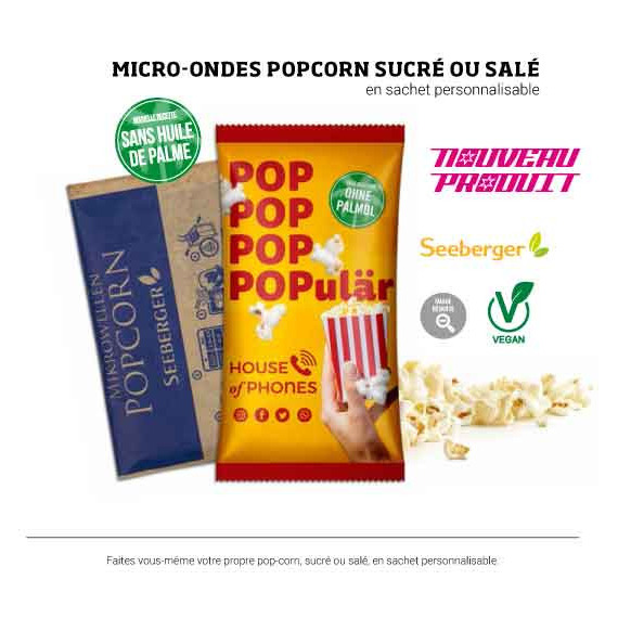 Popcorn en sachet micro-ondes personnalisé