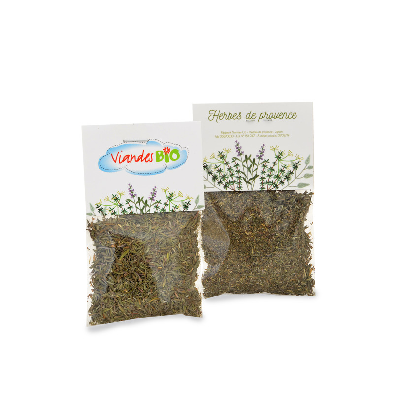 Sachet personnalisé transparent d'épices Bio avec cavalier