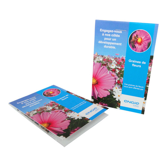 Sachet publicitaire cavalier allongé fleurs  70x105 mm