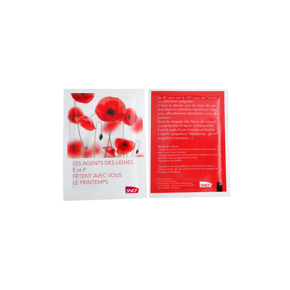 Sachet publicitaire de graines 60x80 mm 1 coul