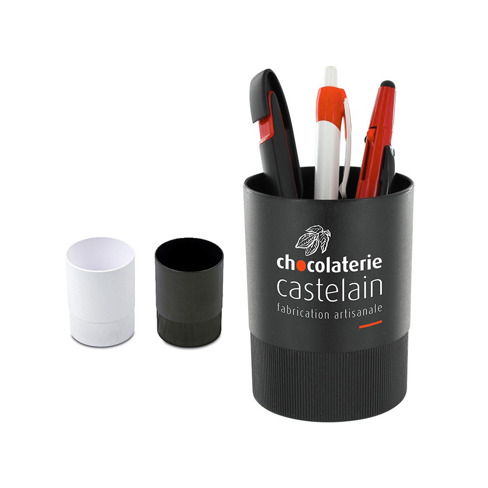 Pot à crayons publicitaire en plastique