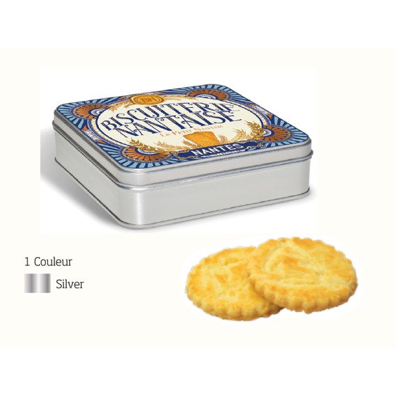Boîte carrée avec galettes pur beurre 150 gr personnalisable fabriquée en France