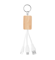 Porte-clés bambou avec câble de chargement personnalisable Express