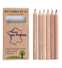 Etui en carton personnalisable de 6 crayons de couleurs 8.7cm