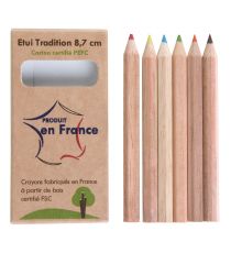 Etui en carton personnalisable de 6 crayons de couleurs 8.7cm Etui en carton personnalisable de 6 crayons de couleurs 8.7cm