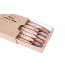 Etui fourreau personnalisé de 12 crayons de couleur en bois