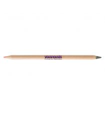 Crayon publicitaire bi-couleur en bois 176 mm graphite/fluo