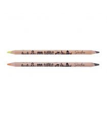 Crayon publicitaire bi-couleur en bois 176 mm graphite/fluo