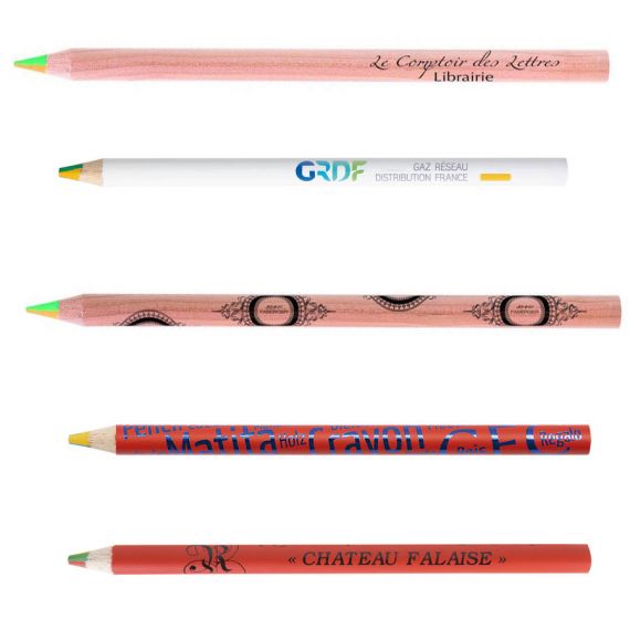 Crayon couleur publicitaire Mine 4 couleurs en bois Made in France
