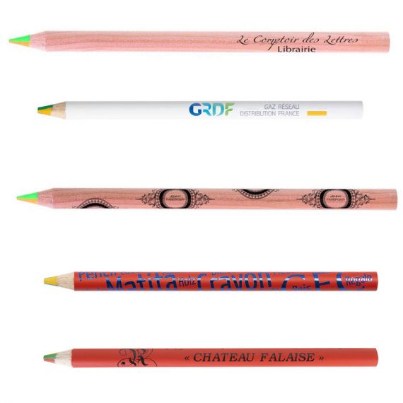 Crayons mine 4 couleurs - 8.7cm - Personnalisés - Made in France