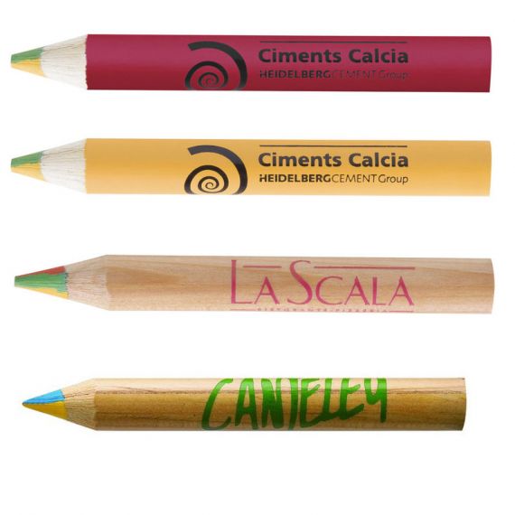 Crayon de couleur publicitaire mine 4 couleurs 8.7 cm en bois Made in France