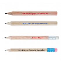 Crayon de papier personnalisable en bois sans vernis 8.7 cm FRANCE