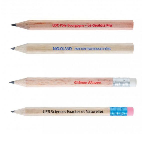 Crayon de papier personnalisable en bois sans vernis 8.7 cm FRANCE