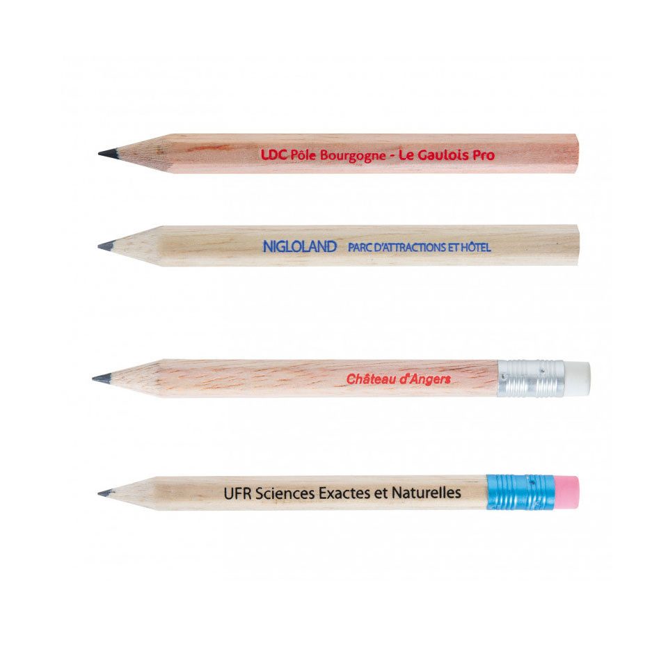 Crayon de papier personnalisable en bois sans vernis 8.7 cm FRANCE